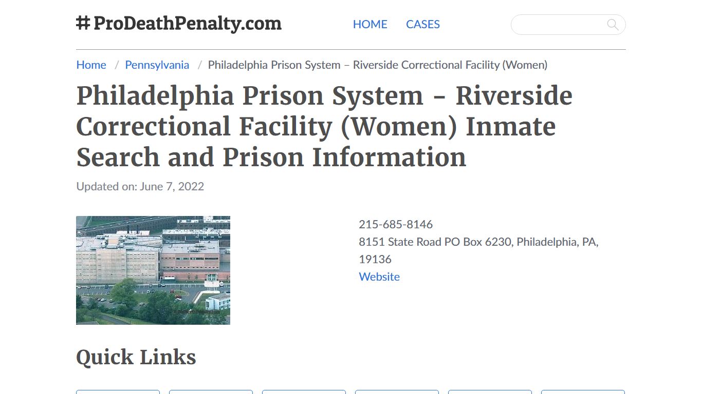 Philadelphia Prison System - Riverside Correctional ...