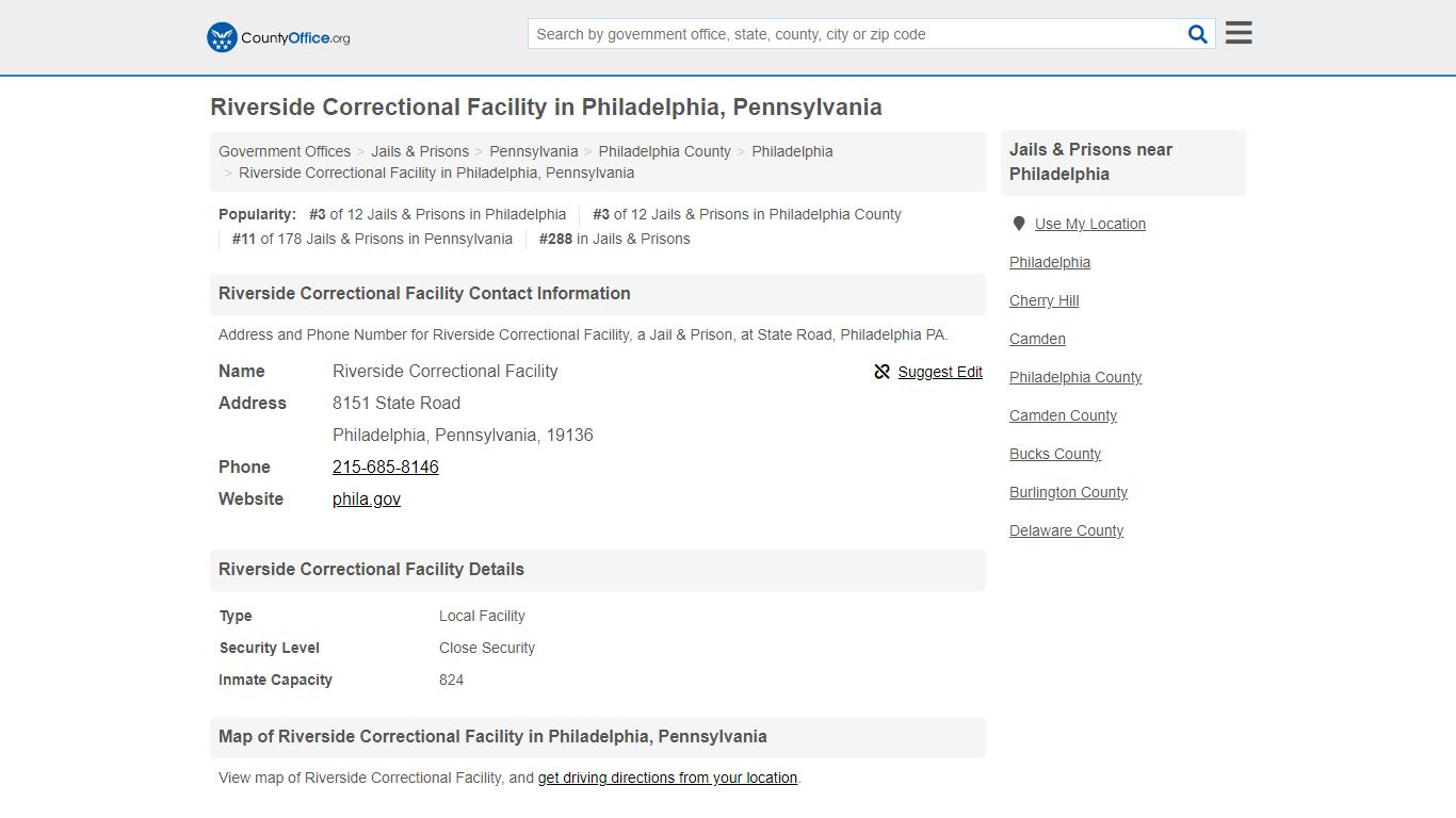 Riverside Correctional Facility - Philadelphia, PA ...
